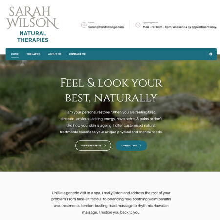 Sarah Wilson Natural Therapies York WordPress template design