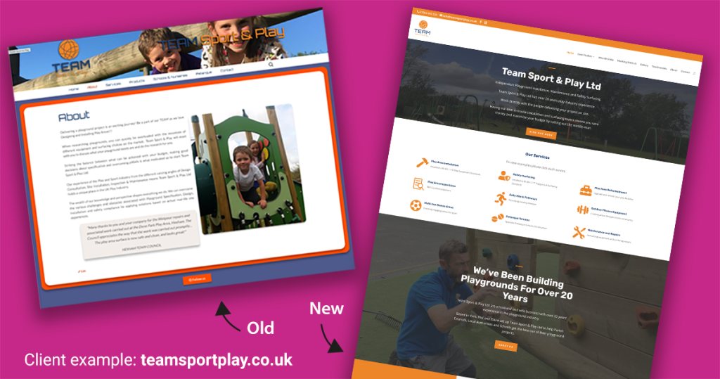 website refresh example team sport and play york