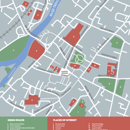 newark city centre map illustration for Newark and Sherwood District Council