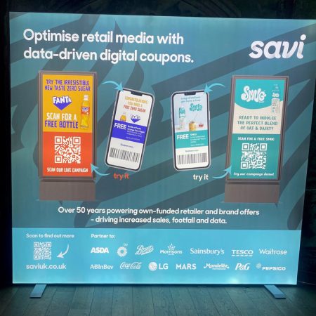 Backlit retail media stand graphic designer uk