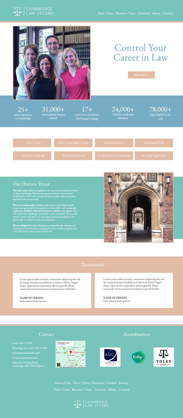 cambridge law studio bespoke website design
