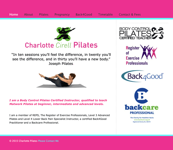 pilates website redesign